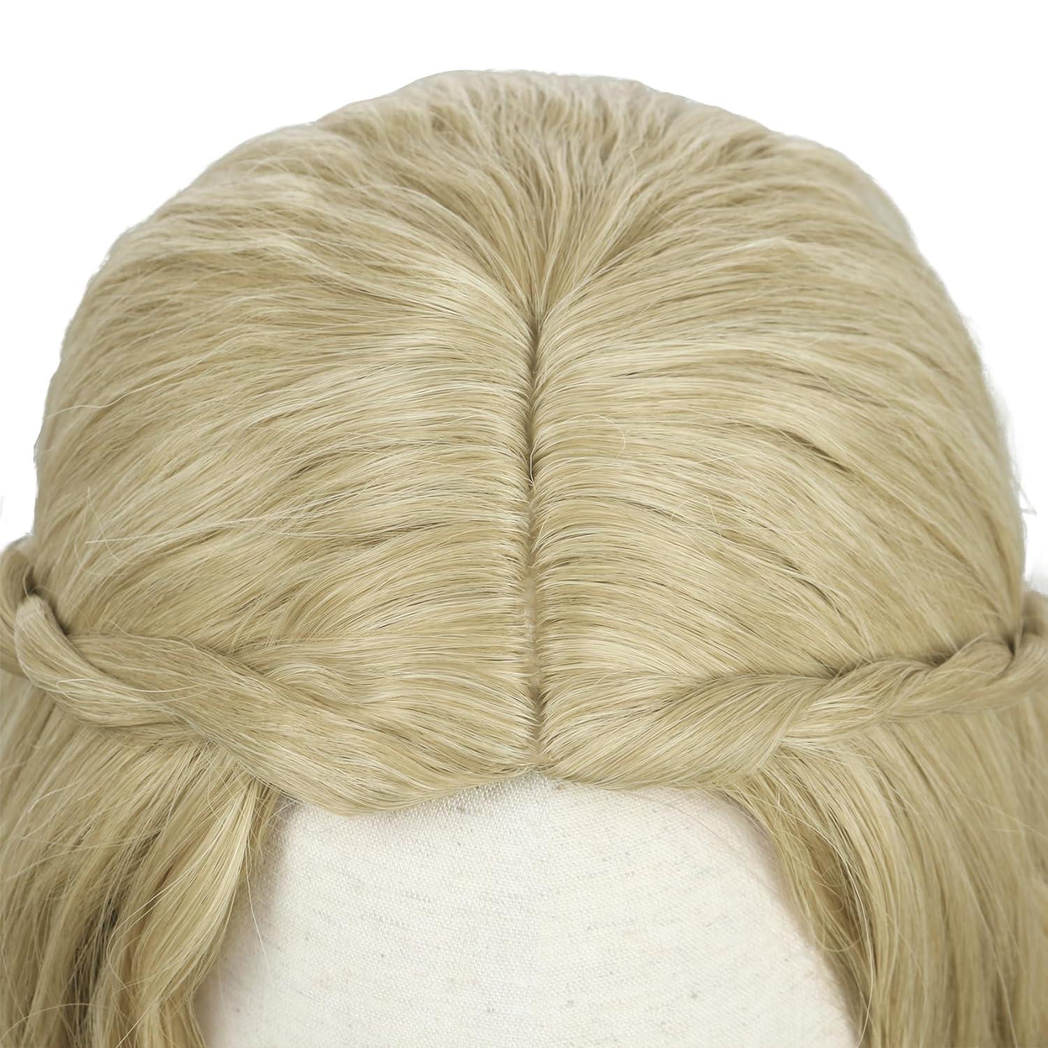 imagekarlery Adult Women Long Blonde Wavy 70s Hippie Princess Wig Heat Resistant Synthetic Fiber Soft Adjustable Size Cap Cosplay Event Costume Halloween Party WigBlonde