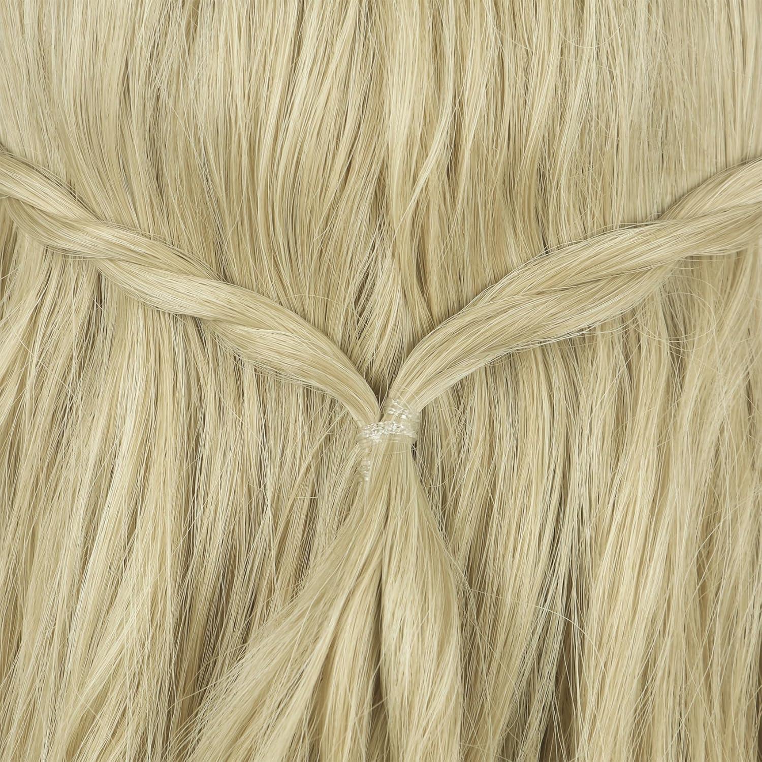 imagekarlery Adult Women Long Blonde Wavy 70s Hippie Princess Wig Heat Resistant Synthetic Fiber Soft Adjustable Size Cap Cosplay Event Costume Halloween Party WigBlonde