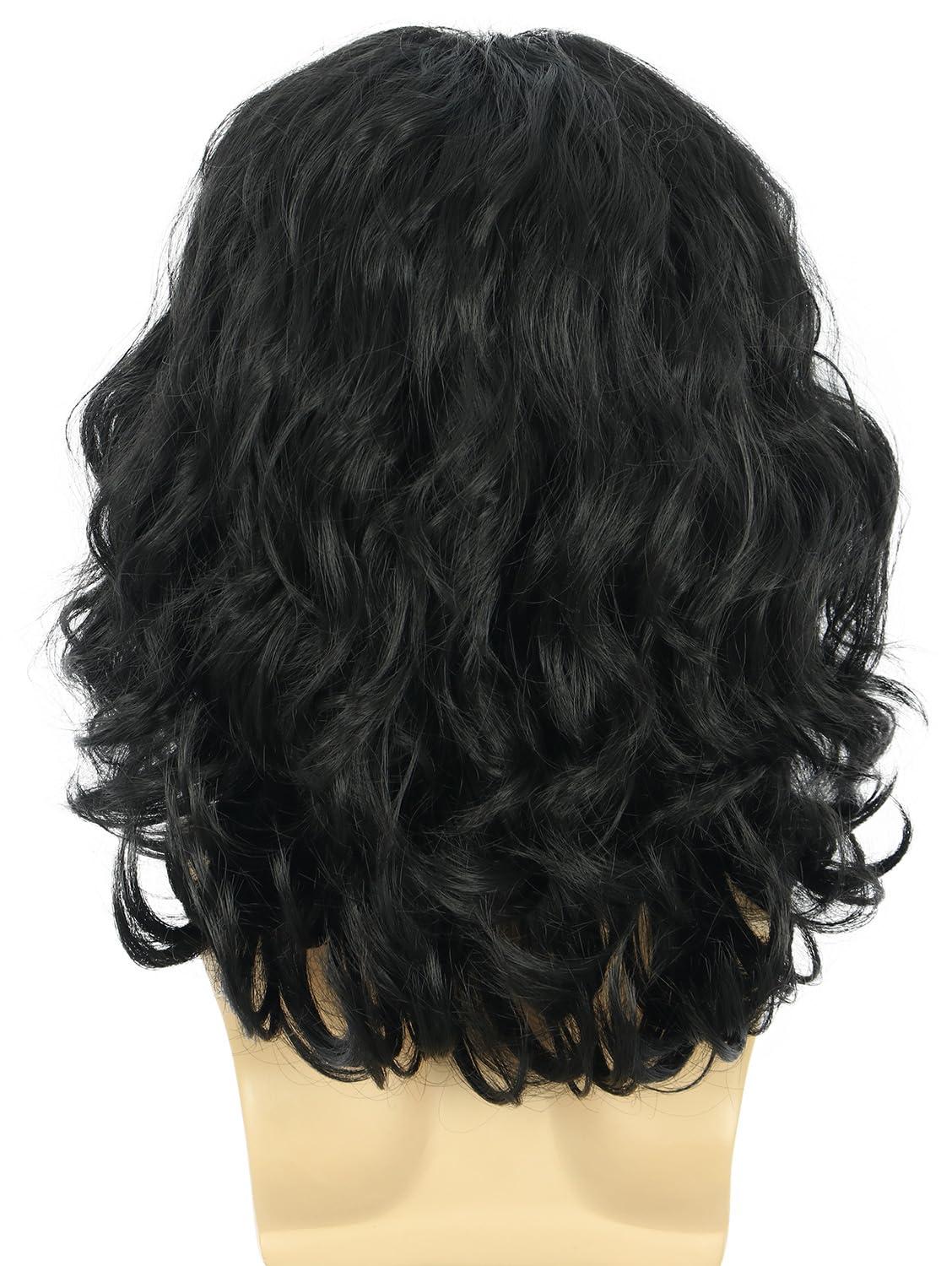 imagekarlery California 70s 80s Rocker Wig Men Women Long Curly Dark Brown Halloween Costume Anime WigBlack