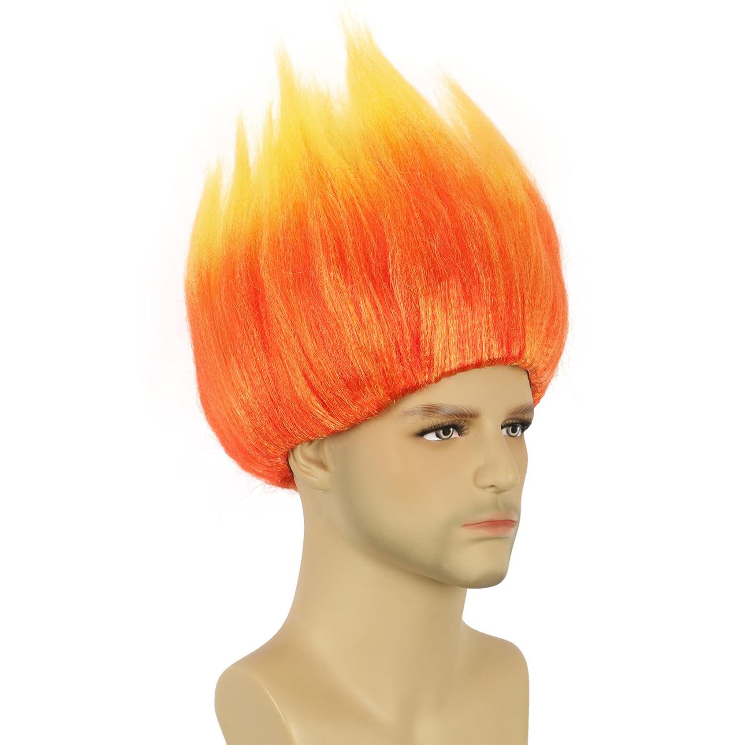 imagekarlery Fire Flame Shape Red Orange Ombre Wig Halloween Cosplay Party Costume Wig