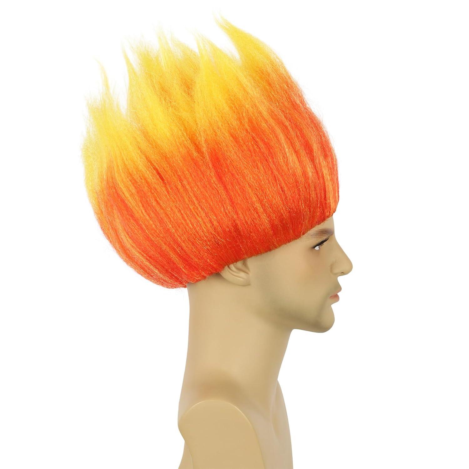 imagekarlery Fire Flame Shape Red Orange Ombre Wig Halloween Cosplay Party Costume Wig