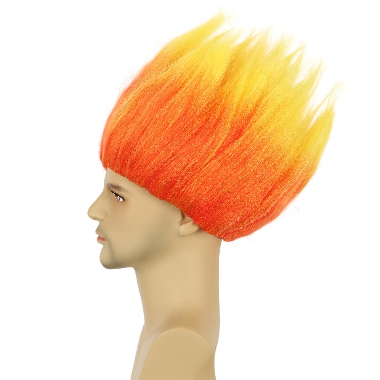 imagekarlery Fire Flame Shape Red Orange Ombre Wig Halloween Cosplay Party Costume Wig