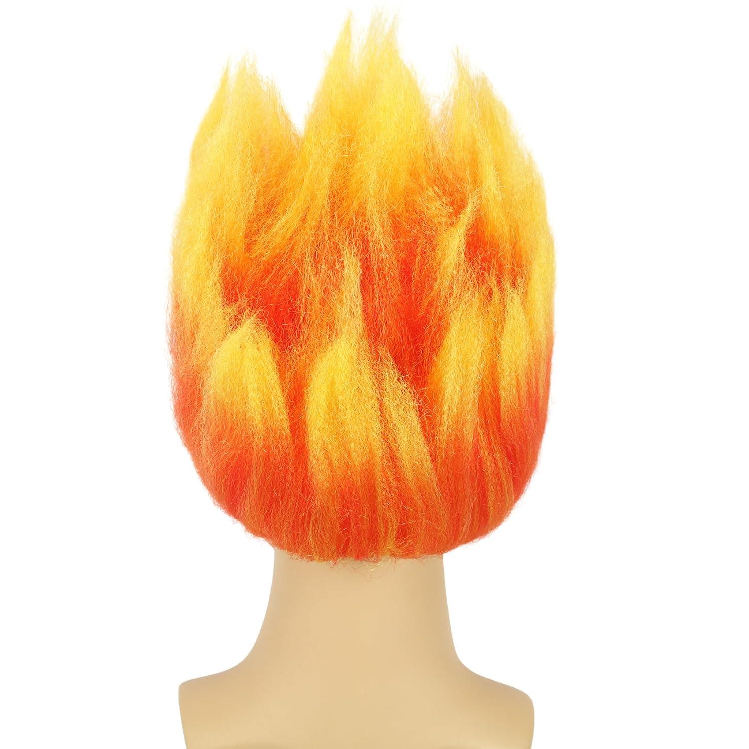 imagekarlery Fire Flame Shape Red Orange Ombre Wig Halloween Cosplay Party Costume Wig