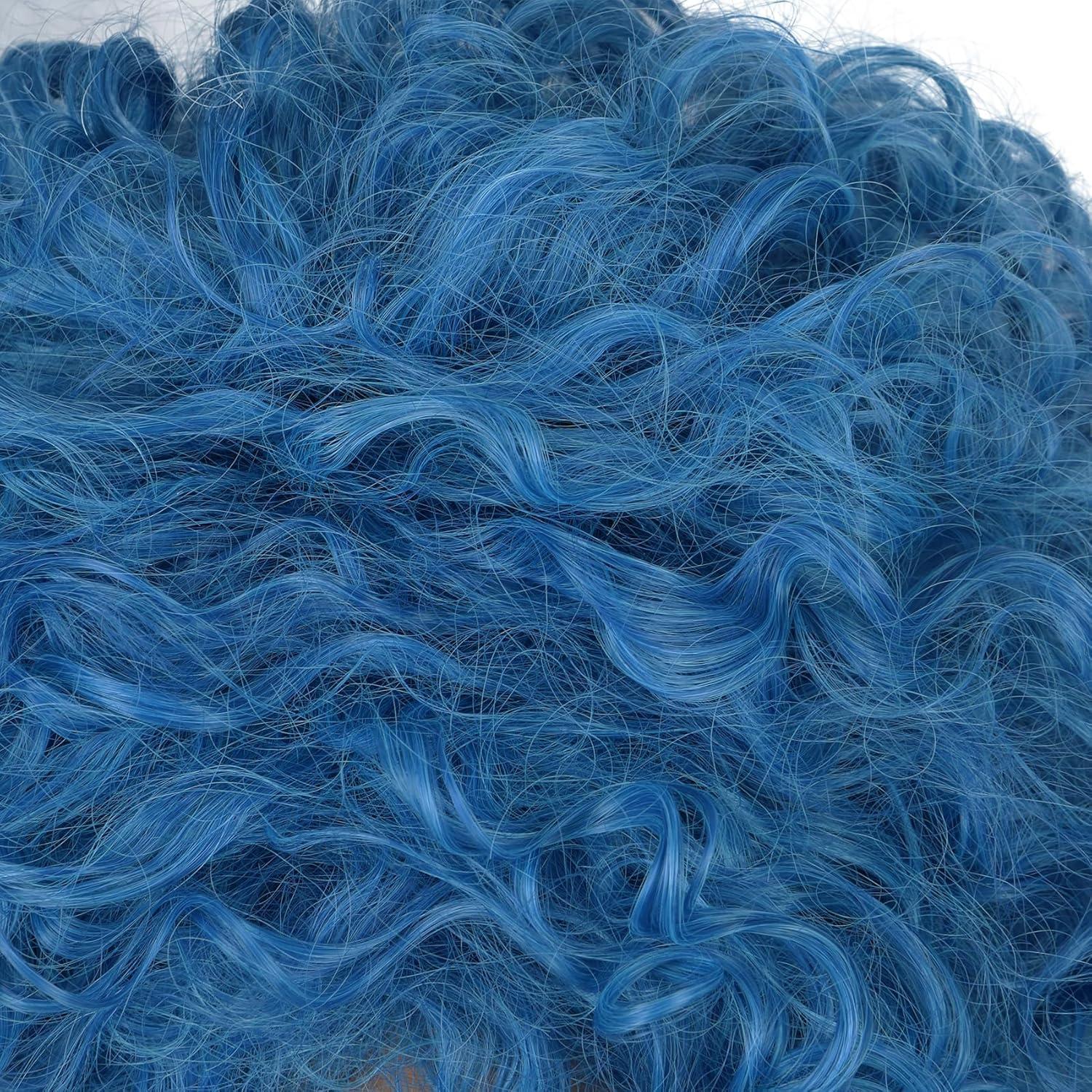 imagekarlery Girls Long Blue Curly Wig Halloween Cosplay Party Costume Wig