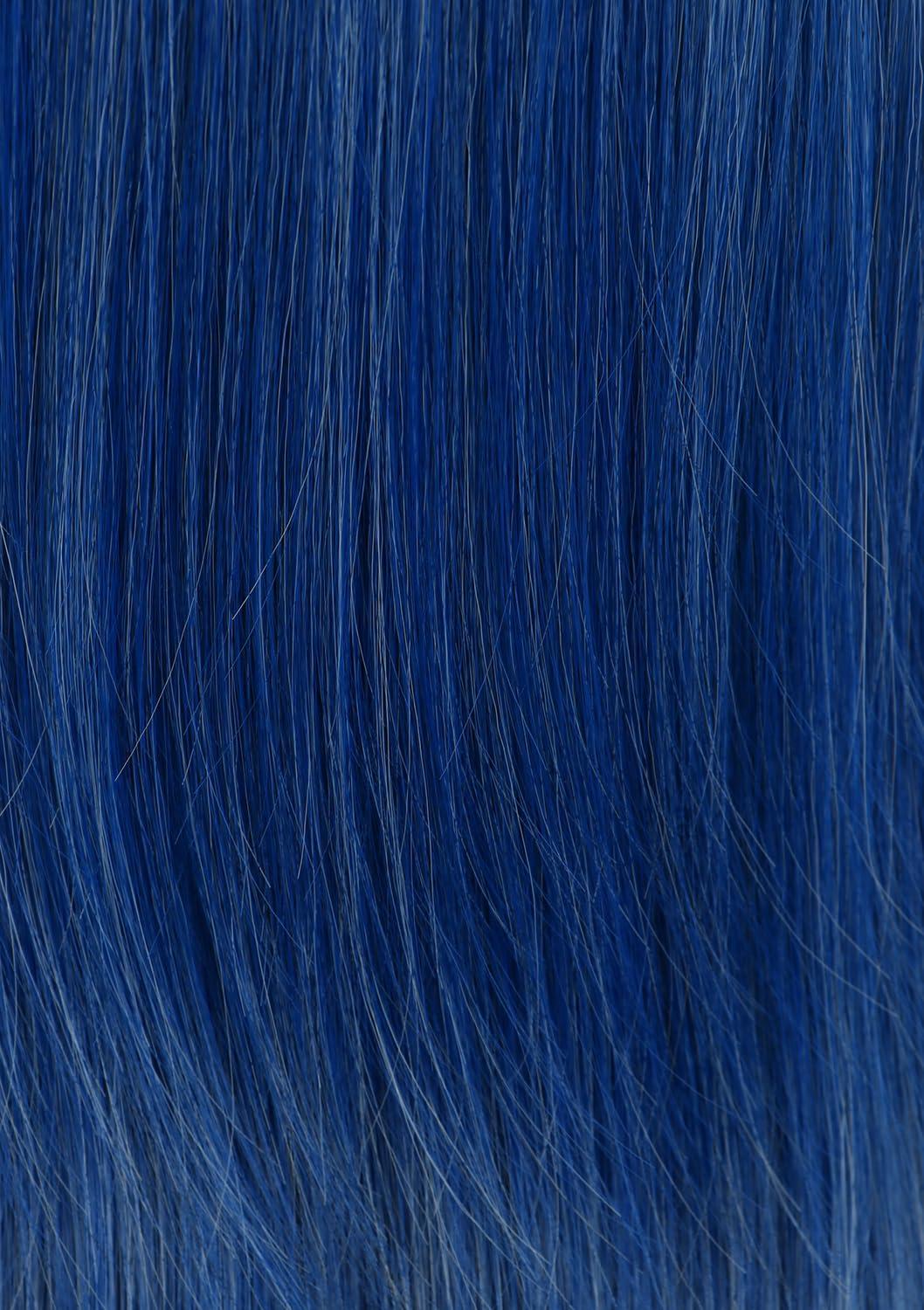 imagekarlery Girls Long Straight Blue Wig with Bangs Halloween Cosplay Party Costume Wig