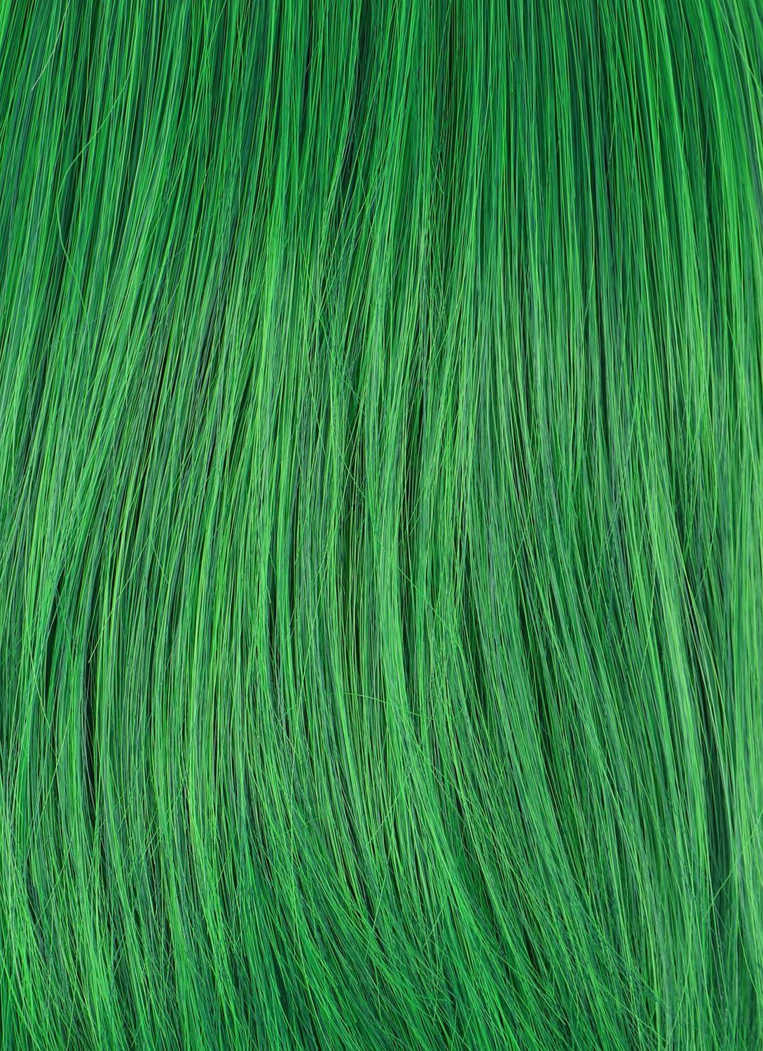 imagekarlery Girls Short Green Wavy Wig with Purple Scarf Halloween Cosplay Party Costume WigGreen Wig with Scarf