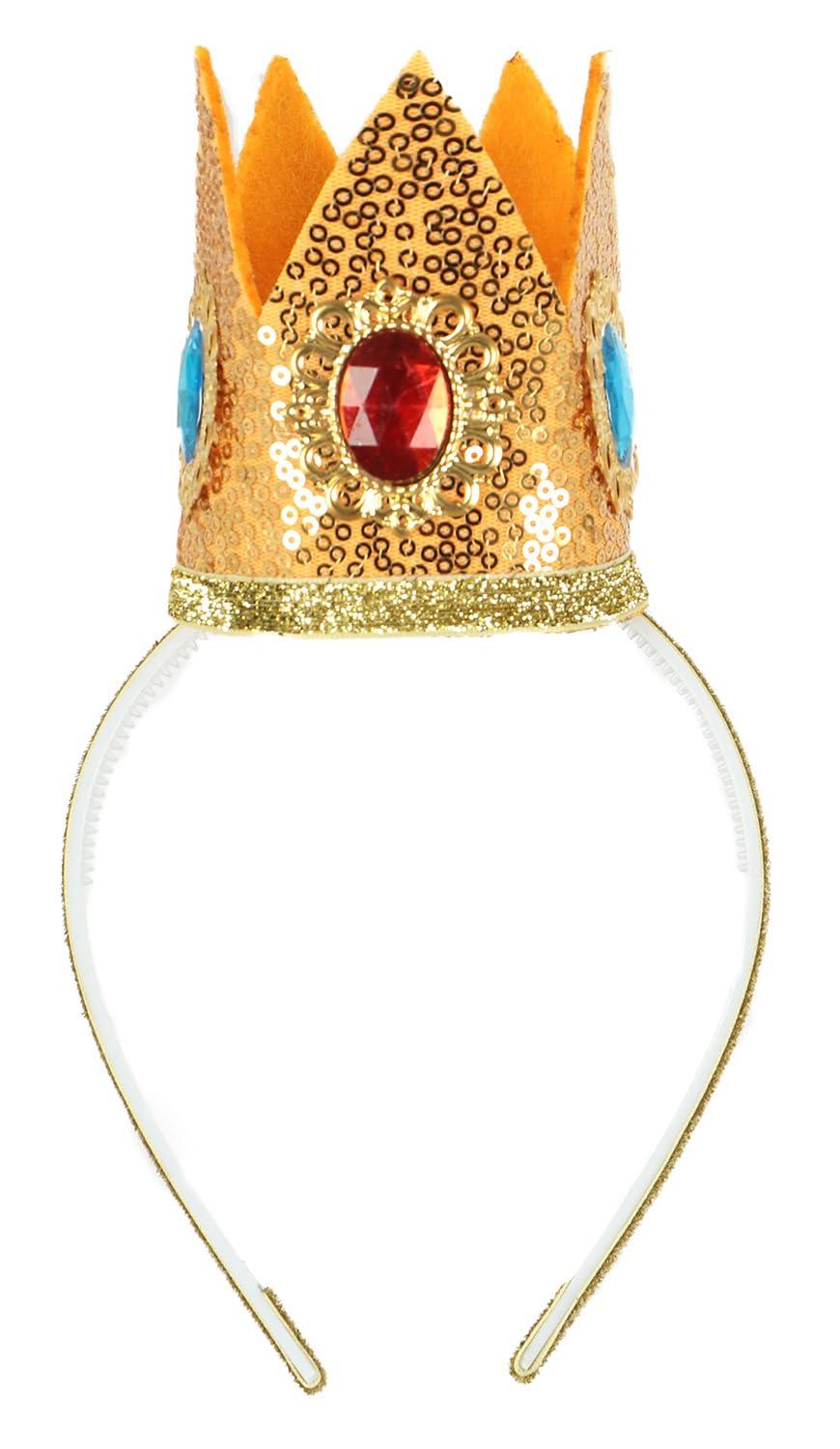 imagekarlery Kids Girls Long Golden Princess Costume Wig with Crown Halloween Cosplay Party WigAdult