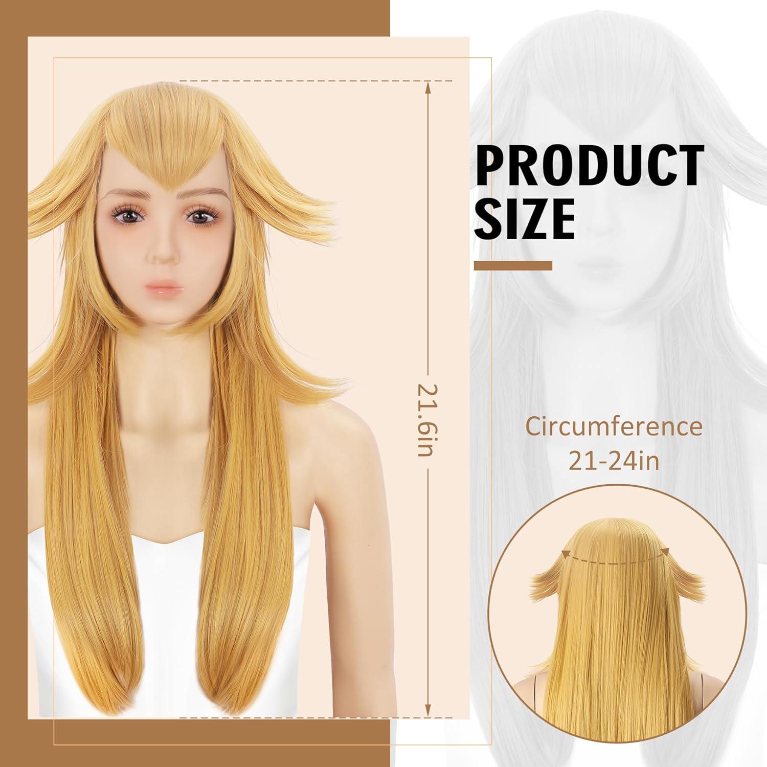 imagekarlery Kids Girls Long Golden Princess Costume Wig with Crown Halloween Cosplay Party WigAdult