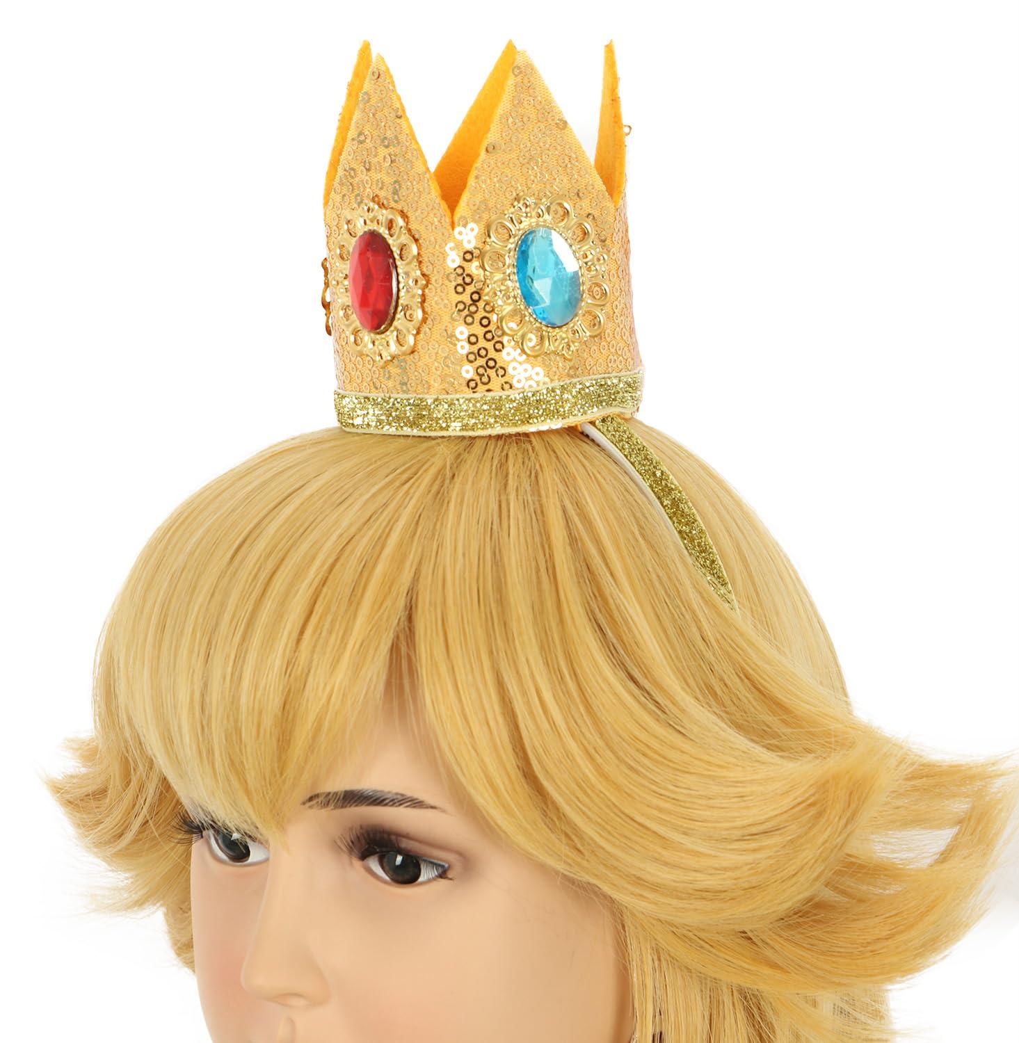 imagekarlery Kids Girls Long Golden Princess Costume Wig with Crown Halloween Cosplay Party WigGirls