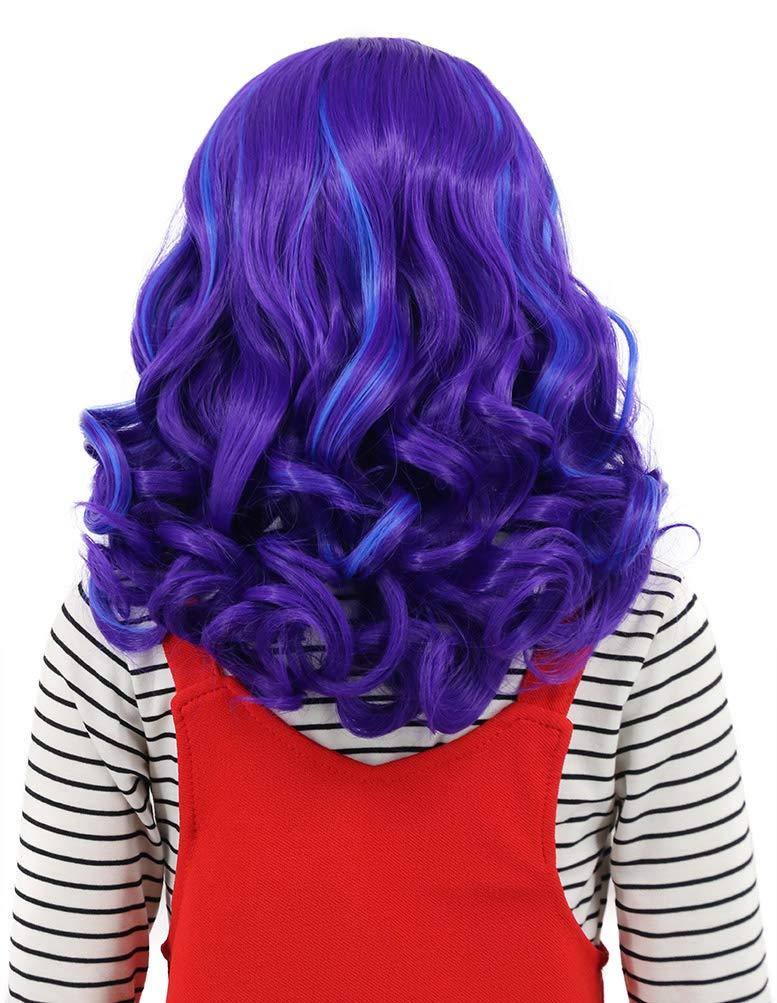 imagekarlery Kids Girls Long Wave Purple and Blue Cosplay Wig Halloween Costumes Anime Party Wig