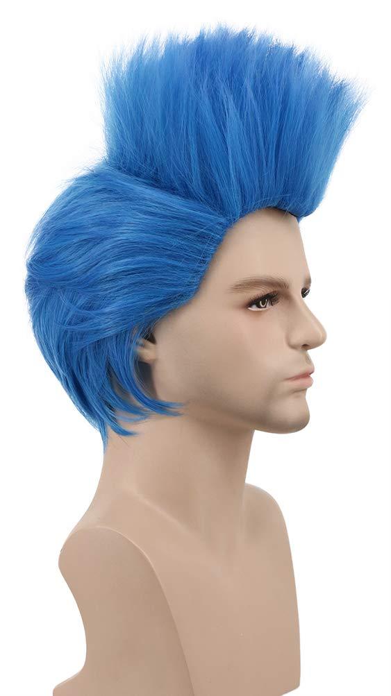 imagekarlery Kids Girls Short Straight Blue Wig Halloween Costume Wig Anime Cosplay Party WigAdult