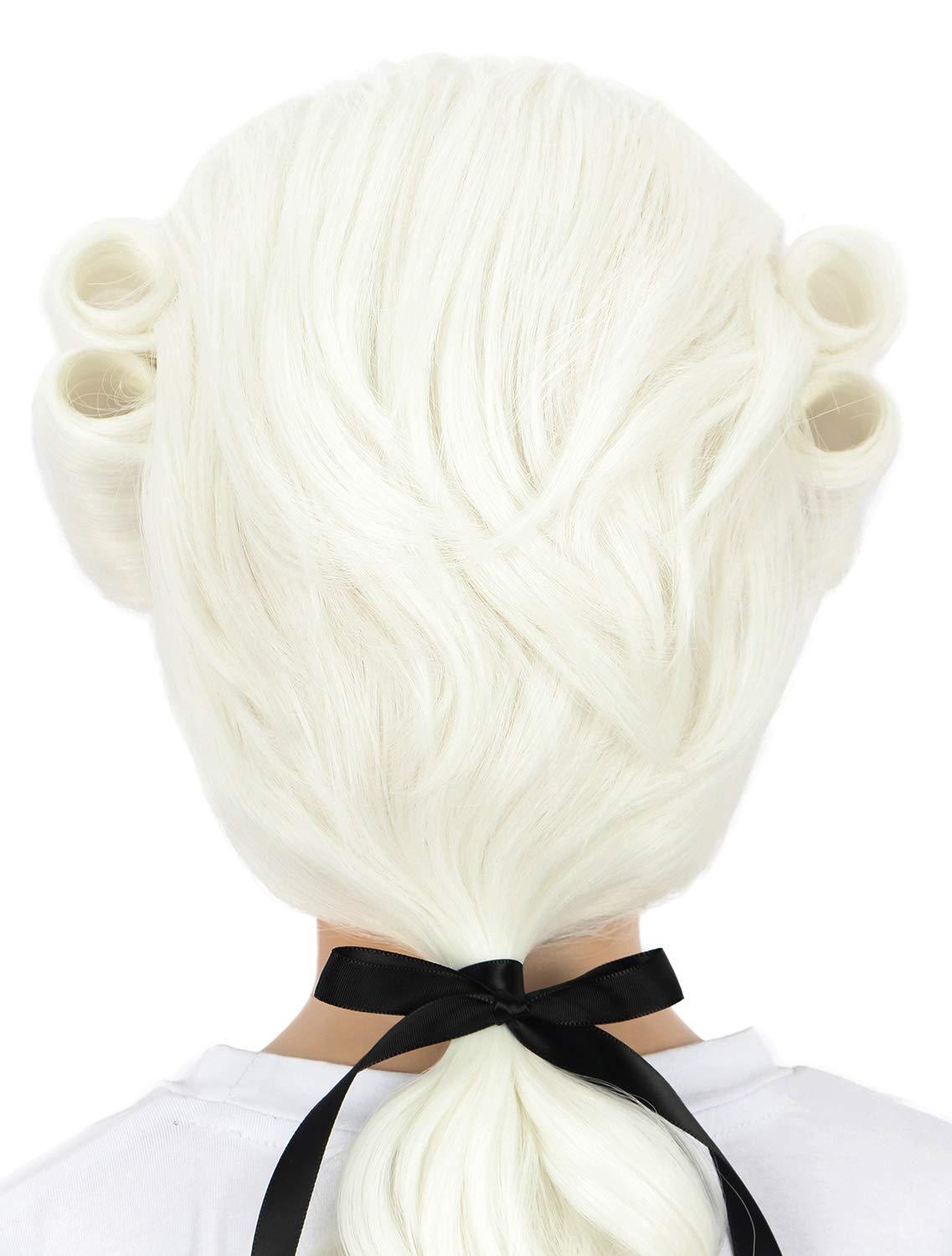 imagekarlery Kids Long Curly White Judge Colonial Powdered Wig Halloween Costume Cosplay Wig
