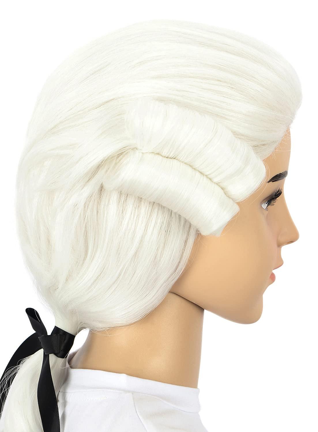 imagekarlery Kids Long Curly White Judge Colonial Powdered Wig Halloween Costume Cosplay Wig