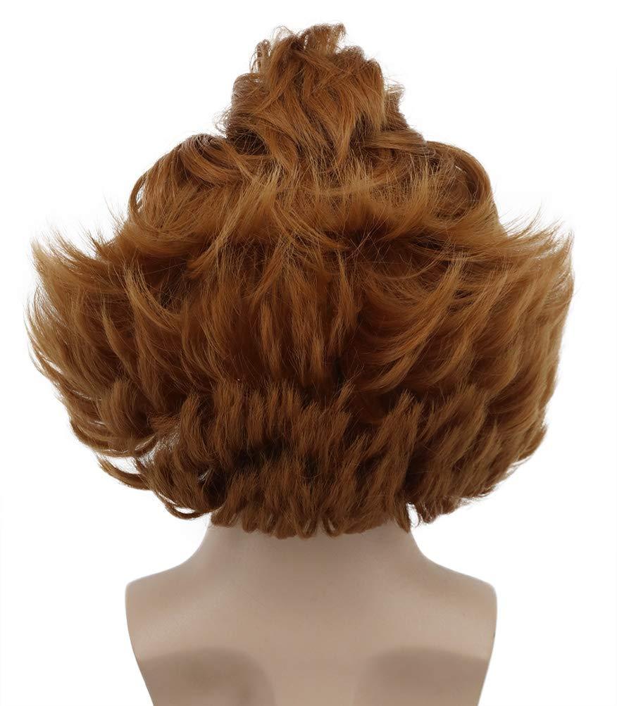 imagekarlery Kids Short Fluffy Brown Curly Bald Wig Horror Anime Cosplay Wig for Halloween Costume Anime Party