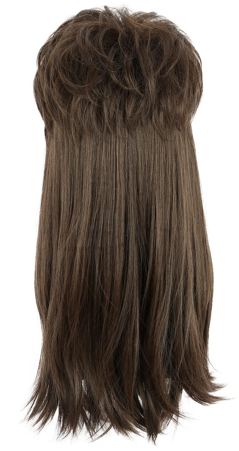 imagekarlery Long Straight Light Brown 70s 80s Disco Mullet Wig Halloween Costume Wig Cosplay Punk Rock WigBrown