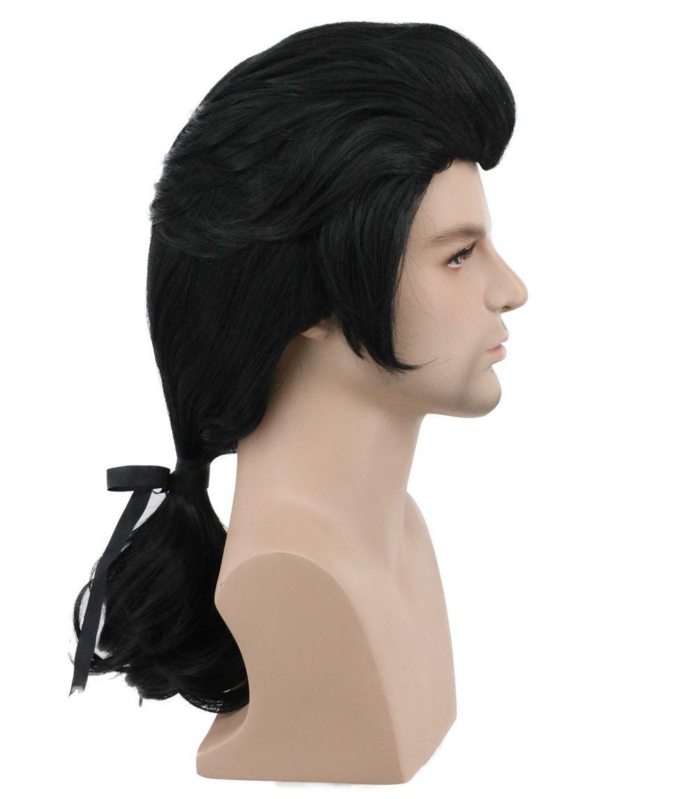 imagekarlery Men Long Wave Black Wig Gaston Colonial Wig Halloween Costume Cosplay WigBlack