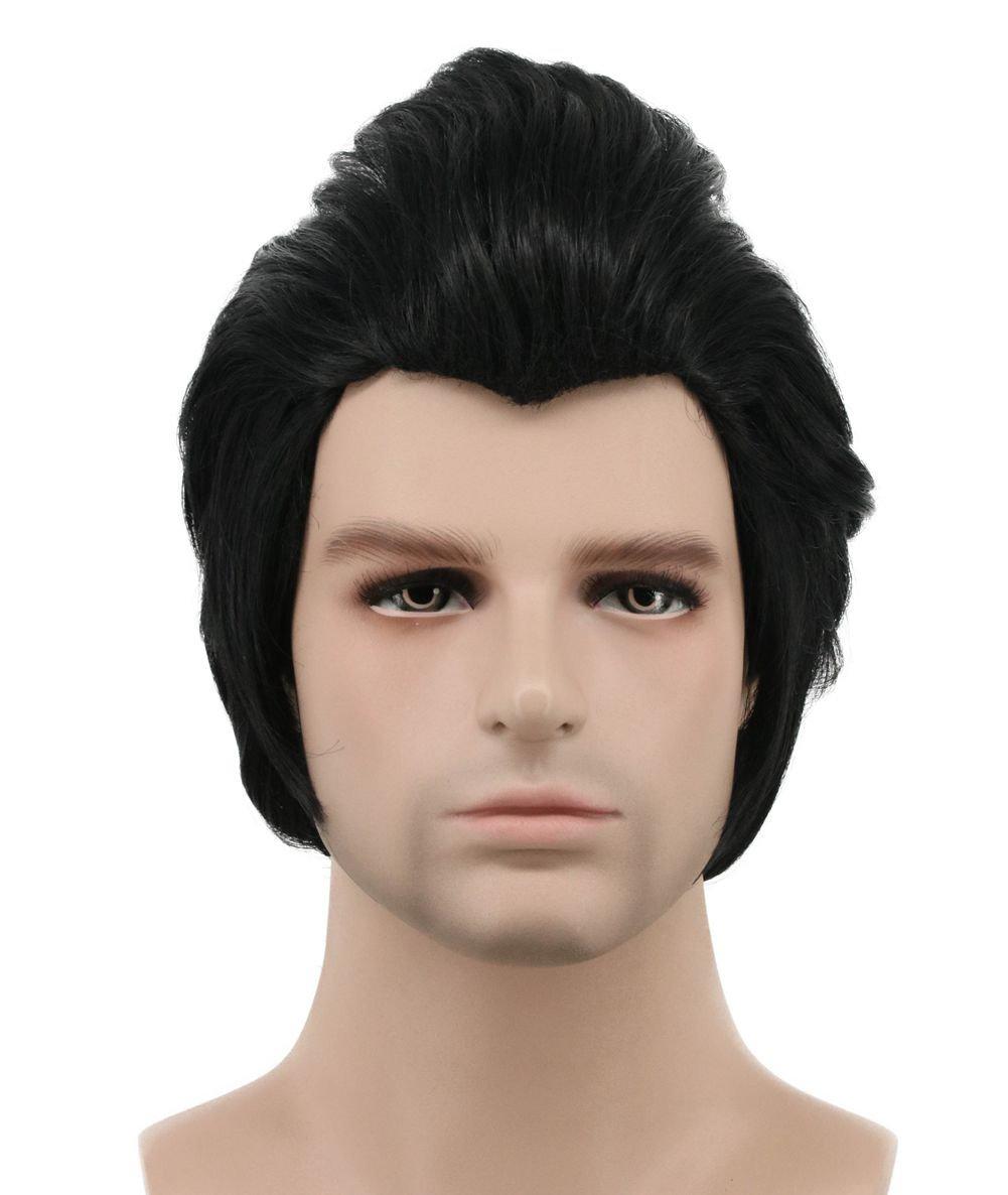 imagekarlery Men Long Wave Black Wig Gaston Colonial Wig Halloween Costume Cosplay WigBlack