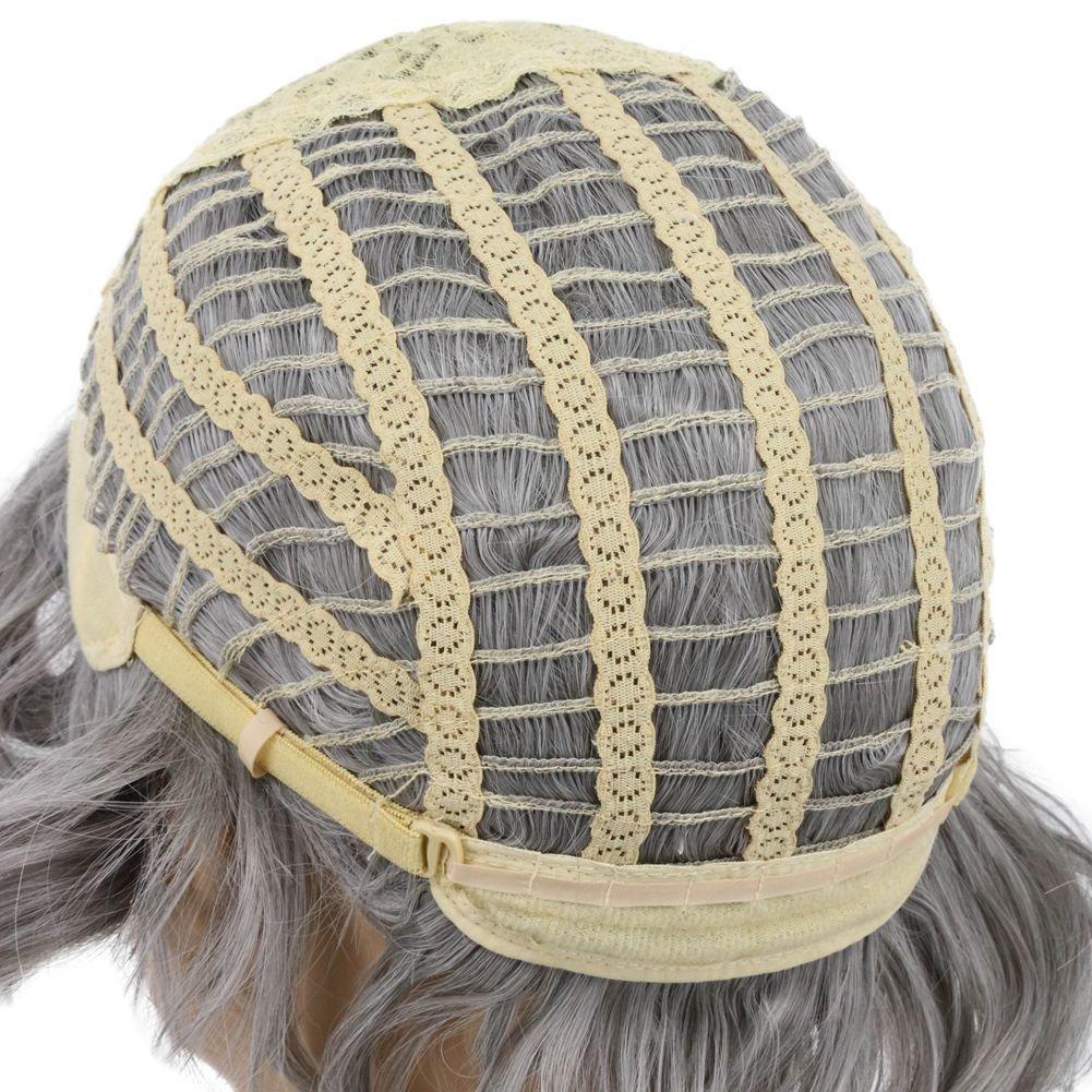 imagekarlery Men Short Bob Wave Gray Wig Halloween Cosplay Wig Anime Costume Party WigGray