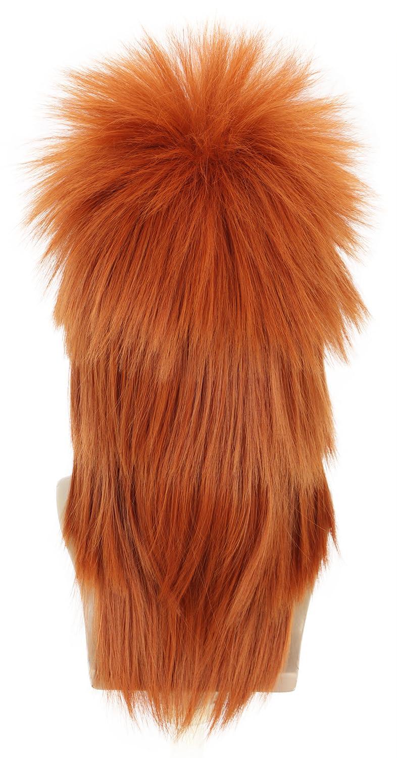imagekarlery Men Women Long Straight Orange Ginger Mullet Wig 70s 80s Heavy Metal Rocker Punk Wig for Cosplay Event Costume Halloween PartyOrange