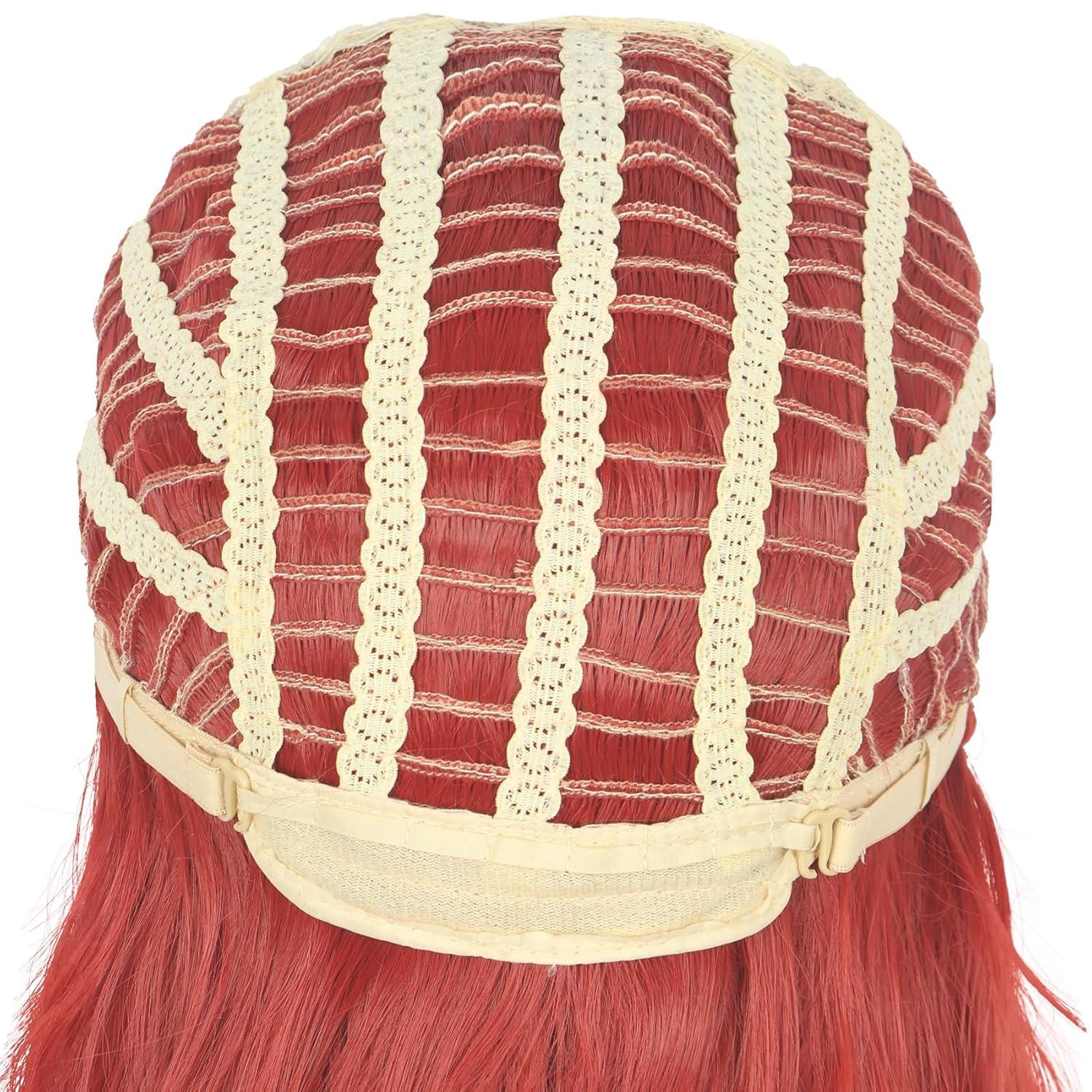 imagekarlery Women Adult Long Red Curly Wig with Buns Halloween Cosplay Party Costume Wig