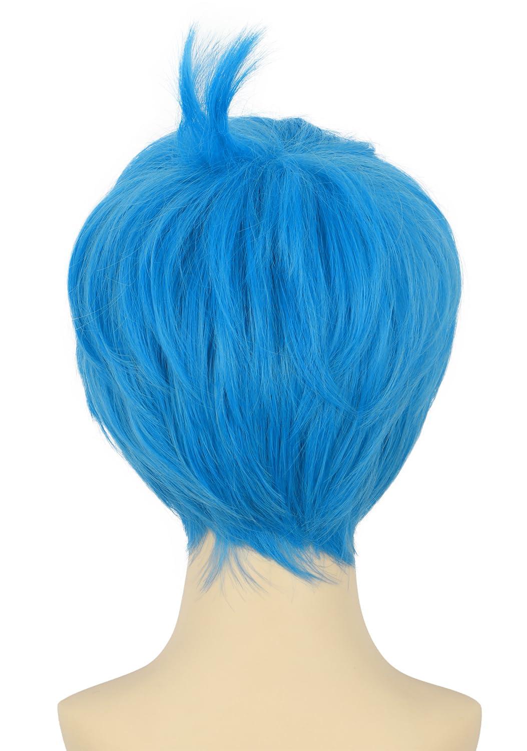 imagekarlery Women Adult Short Blue Bob Wig Pixie cut Wig Halloween Cosplay Party Costume Wig