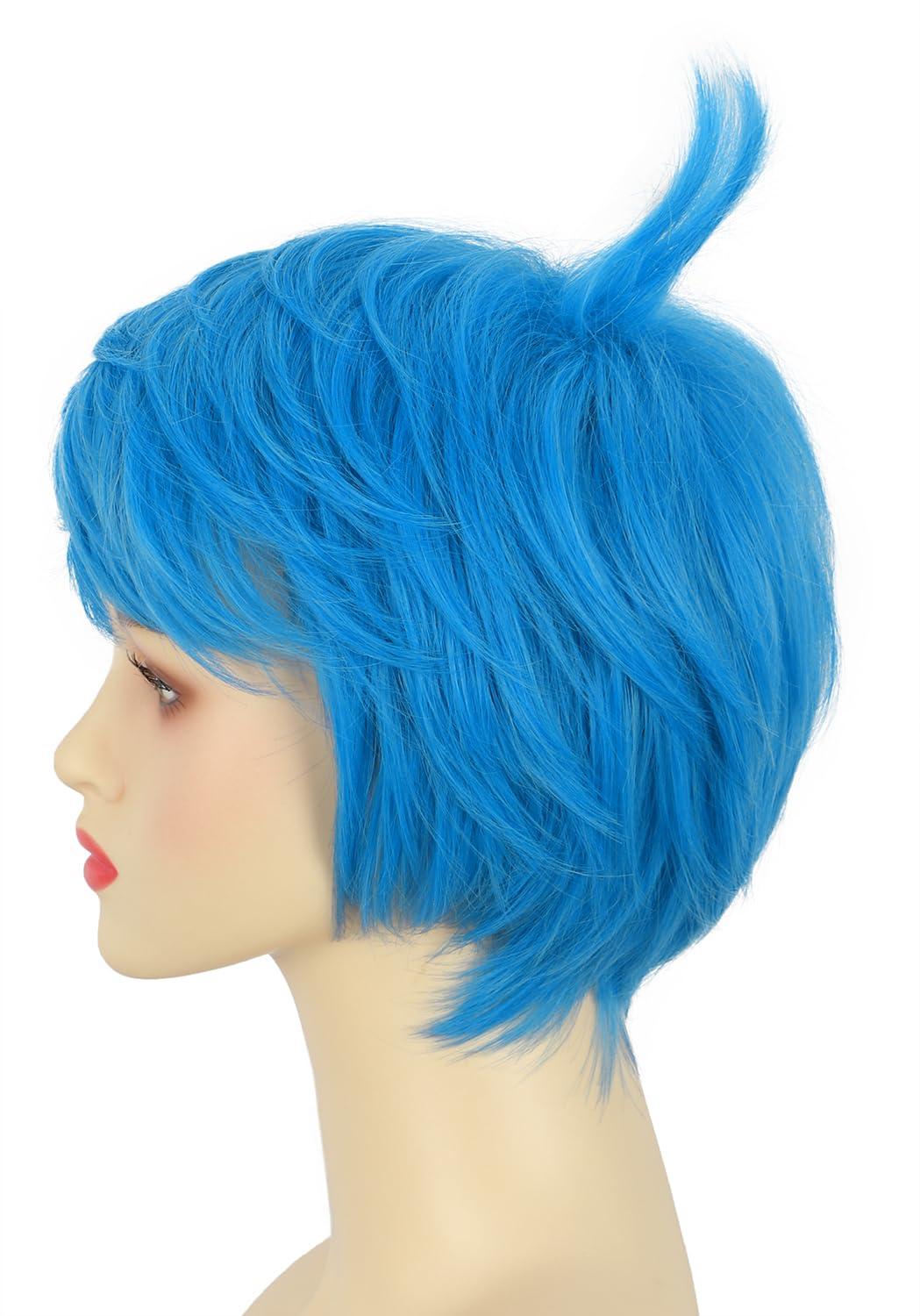 imagekarlery Women Adult Short Blue Bob Wig Pixie cut Wig Halloween Cosplay Party Costume Wig