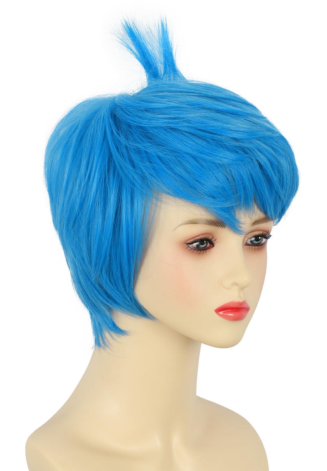 imagekarlery Women Adult Short Blue Bob Wig Pixie cut Wig Halloween Cosplay Party Costume Wig