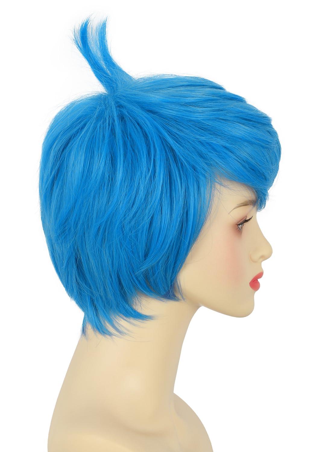 imagekarlery Women Adult Short Blue Bob Wig Pixie cut Wig Halloween Cosplay Party Costume Wig