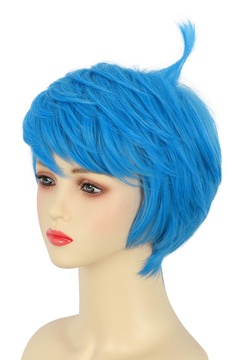 imagekarlery Women Adult Short Blue Bob Wig Pixie cut Wig Halloween Cosplay Party Costume Wig