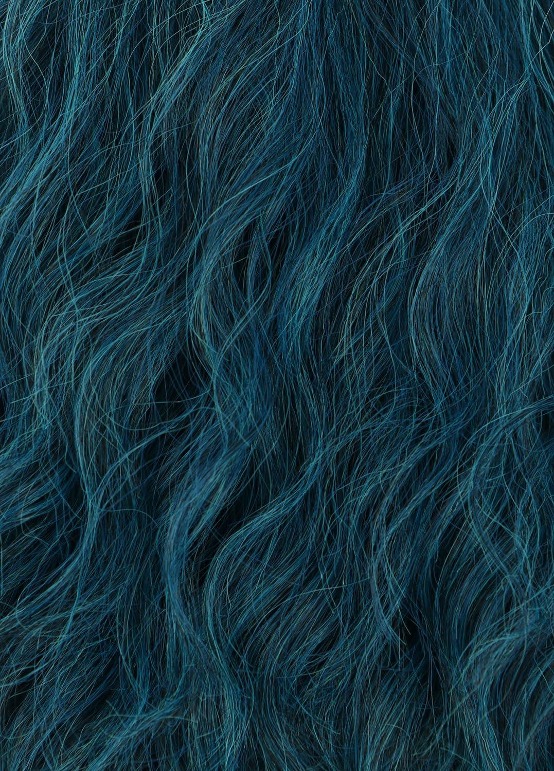 imagekarlery Women Adult Short Green and Blue Curly Wig with 2 Hairpins Halloween Cosplay Party Costume Wig