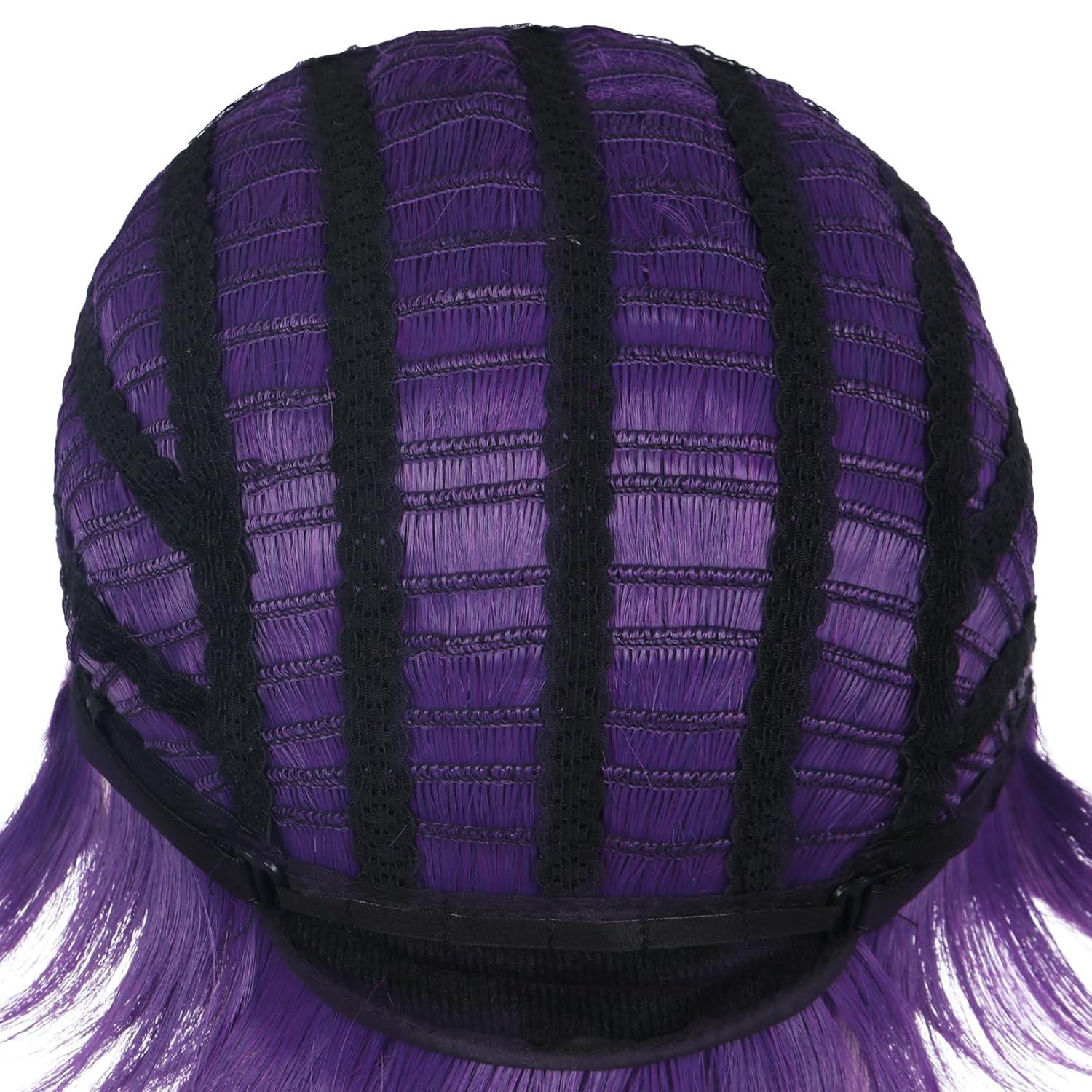 imagekarlery Women Long Straight Hot Pink Wig with 2 Ponytails Cartoon Anime Movie Cosplay Adult Wig Heat Resistant Synthetic Fiber Brethable Adjustable Size for Halloween Costume PartyPurple