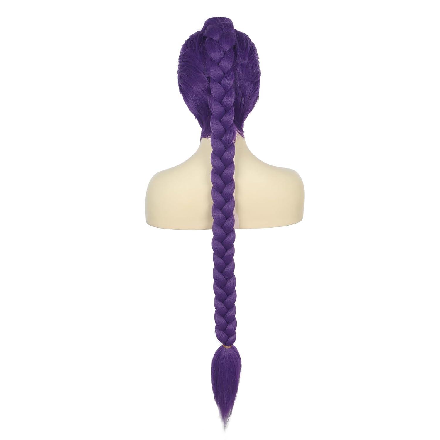 imagekarlery Women Long Straight Hot Pink Wig with 2 Ponytails Cartoon Anime Movie Cosplay Adult Wig Heat Resistant Synthetic Fiber Brethable Adjustable Size for Halloween Costume PartyPurple