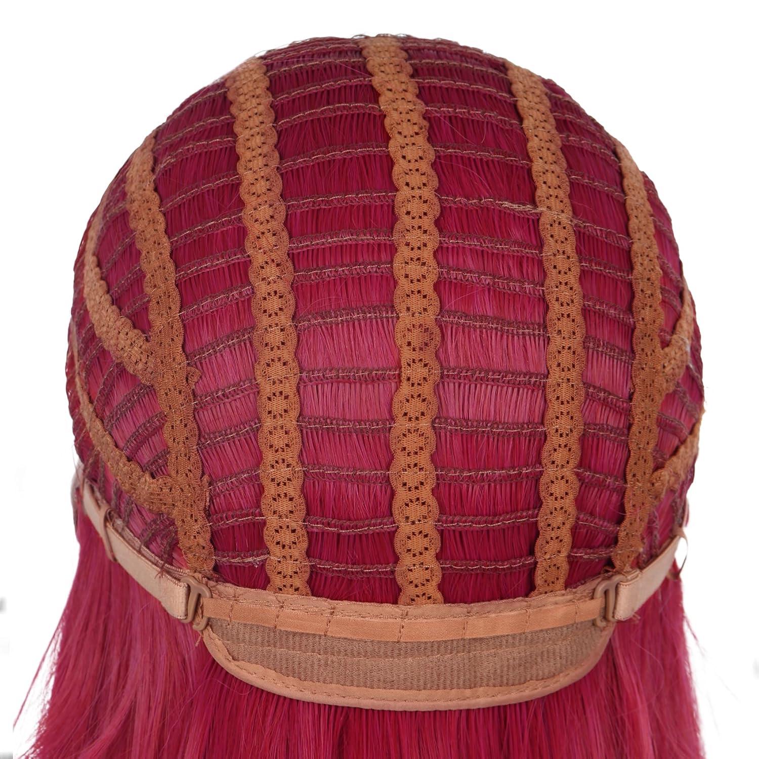 imagekarlery Women Long Straight Hot Pink Wig with 2 Ponytails Cartoon Anime Movie Cosplay Adult Wig Heat Resistant Synthetic Fiber Brethable Adjustable Size for Halloween Costume PartyHot Pink