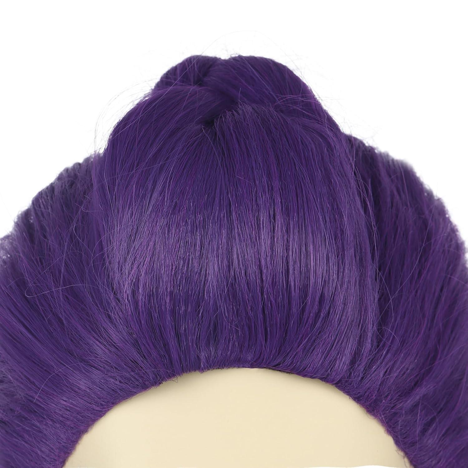 imagekarlery Women Long Straight Hot Pink Wig with 2 Ponytails Cartoon Anime Movie Cosplay Adult Wig Heat Resistant Synthetic Fiber Brethable Adjustable Size for Halloween Costume PartyPurple