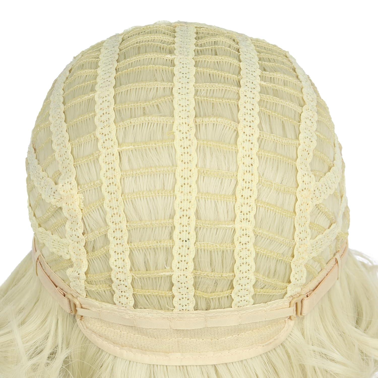 imagekarlery Women Short Wavy Platinum Blonde Wig 1920s Classic Vintage Flapper Wig Heat Resistant Synthetic Fiber Breathable Adjustable Size for Cosplay Event Costume Halloween Party