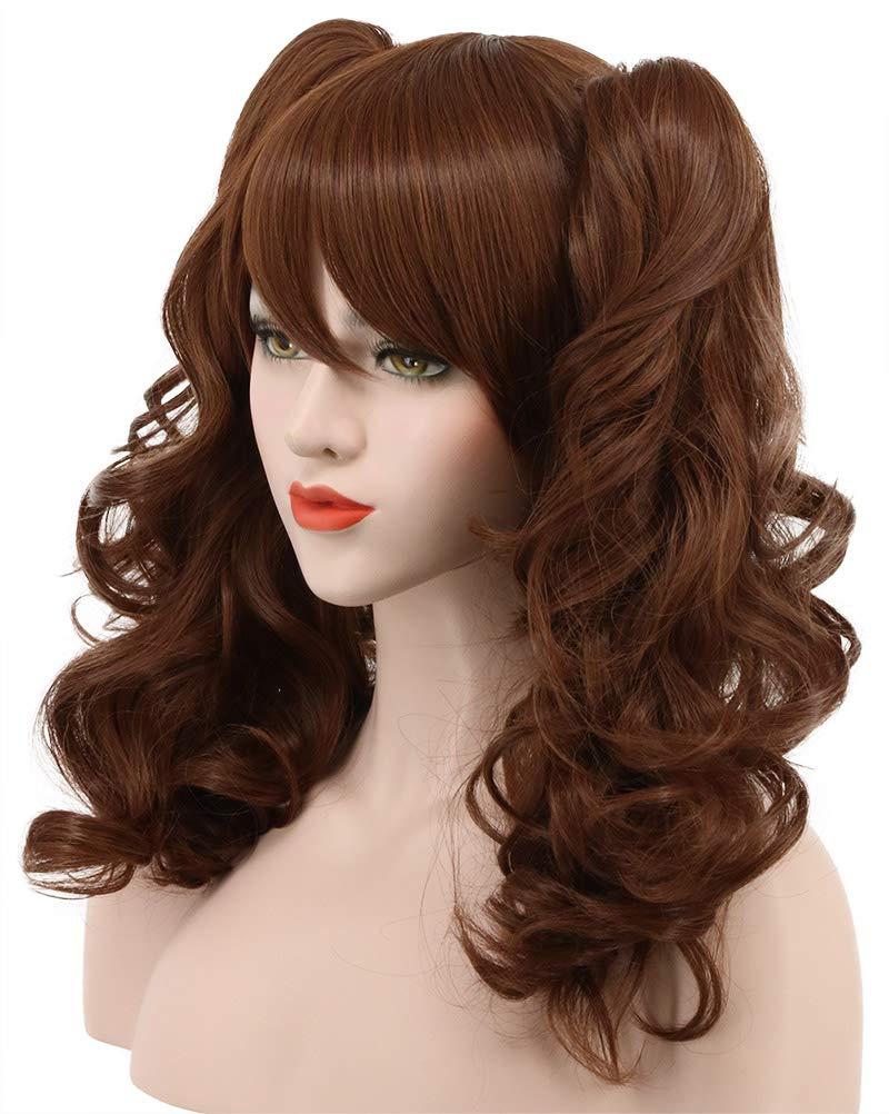 imagekarlery Womens Long Ponytail Brown Wig Lolita Clip In Thick Claw Drawstring Halloween Costume Pigtail Wig Anime Cosplay Wig