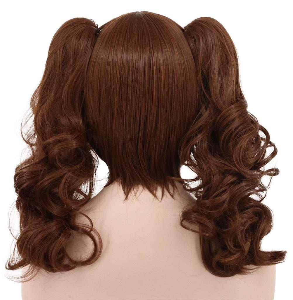imagekarlery Womens Long Ponytail Brown Wig Lolita Clip In Thick Claw Drawstring Halloween Costume Pigtail Wig Anime Cosplay Wig
