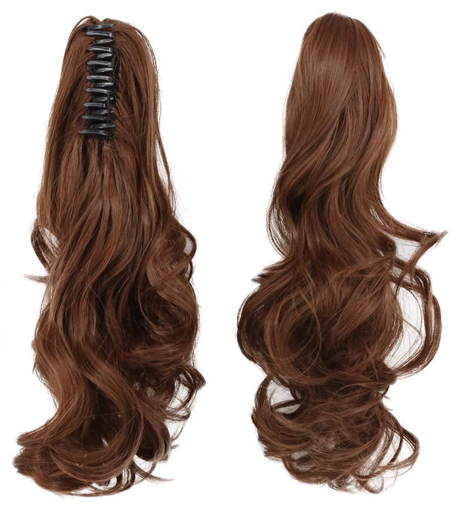 imagekarlery Womens Long Ponytail Brown Wig Lolita Clip In Thick Claw Drawstring Halloween Costume Pigtail Wig Anime Cosplay Wig