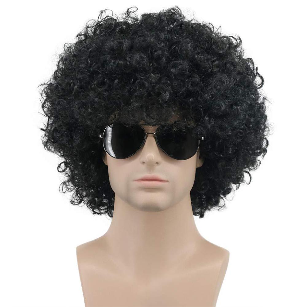 imagekarlery Adult Men Women Afro 70s 80s Short Curly Black Rocker Party Wig California Halloween Costume Cosplay Wig