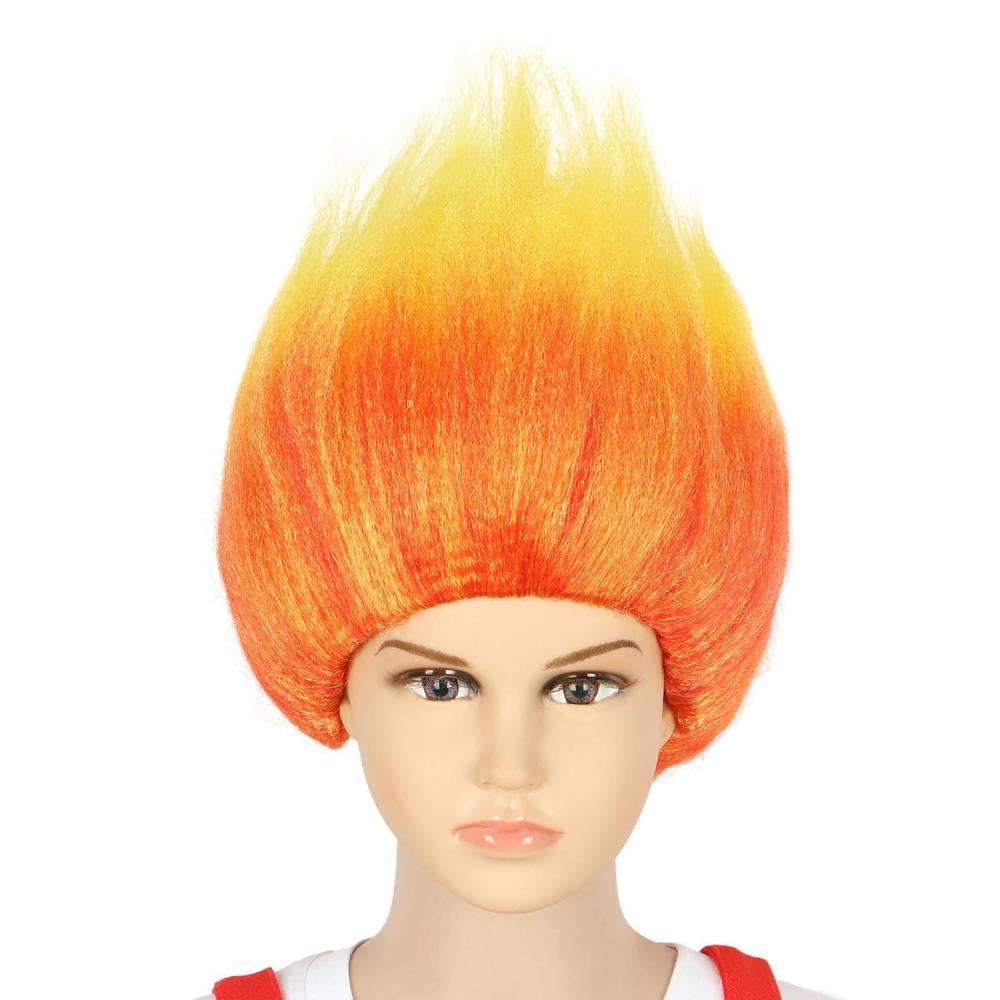 imagekarlery Fire Flame Shape Wig Red Orange Ombre Wig for Halloween Cosplay Costume Party SizeSmall
