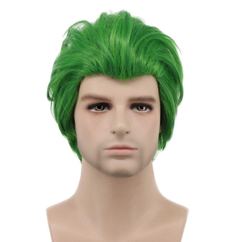 imagekarlery Men Short Straight Green Wig Halloween Cosplay Wig Anime Costume Wig