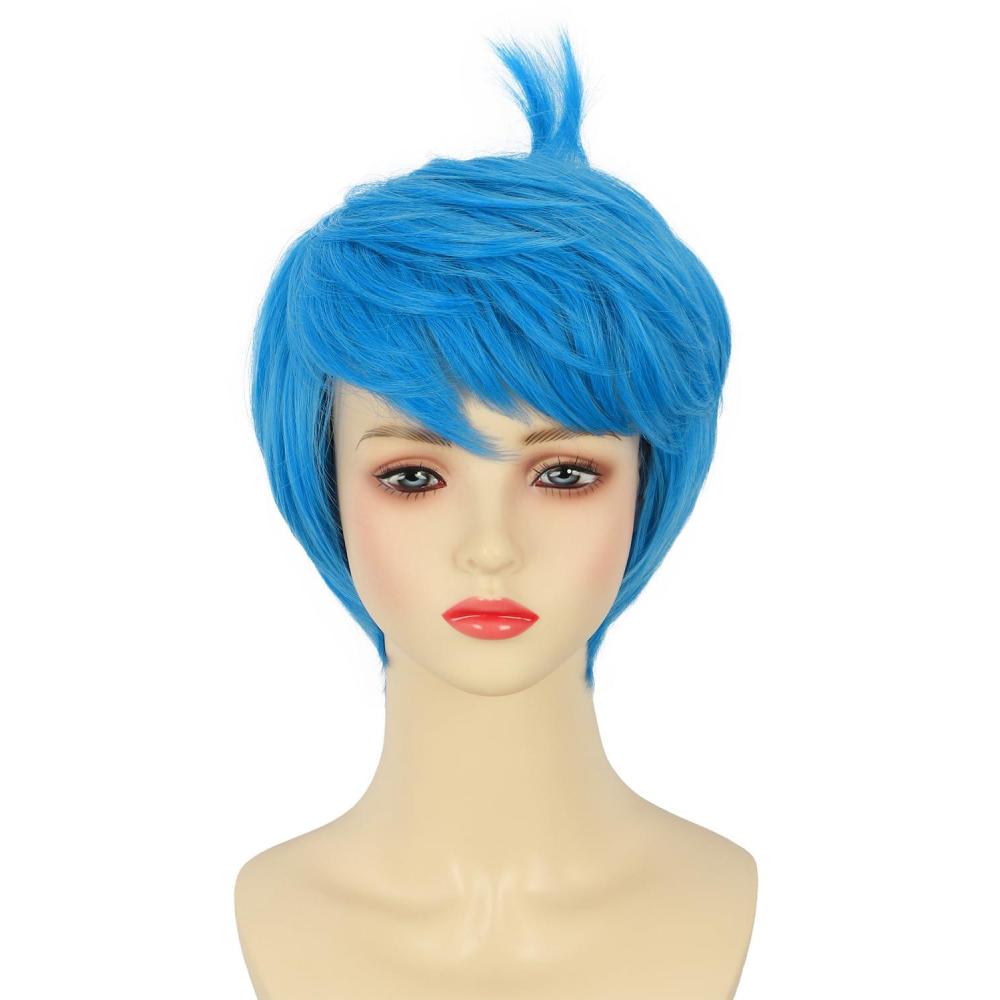 imagekarlery Women Adult Short Blue Bob Wig Pixie cut Wig Halloween Cosplay Party Costume Wig