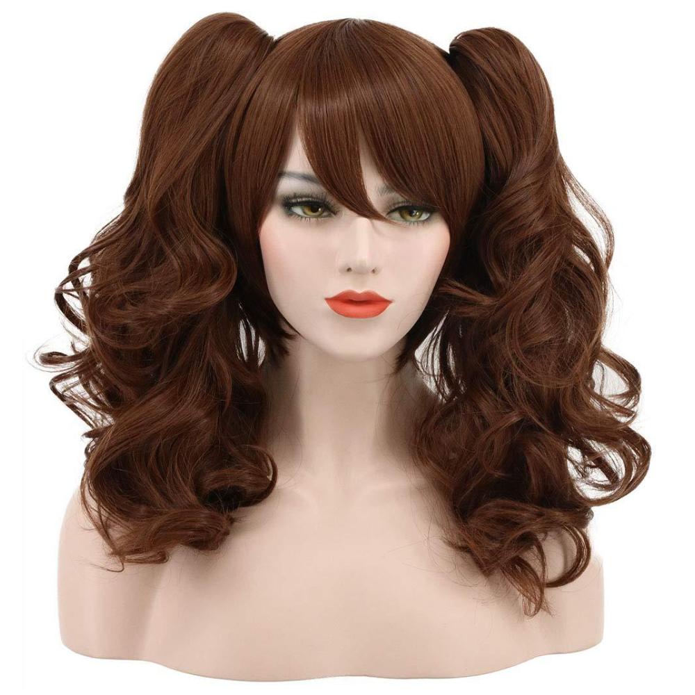 imagekarlery Womens Long Ponytail Brown Wig Lolita Clip In Thick Claw Drawstring Halloween Costume Pigtail Wig Anime Cosplay Wig