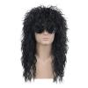imagekarlery 70s 80s Rocker Metal Mullet Wig Mens Long Curly Black Wig for Halloween Costume Anime PartyBlack