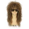 imagekarlery 70s 80s Rocker Metal Mullet Wig Mens Long Curly Light Brown Wig for Halloween Costume Anime Party