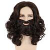 imagekarlery Adult Men Long Wave Brown Mustache Beard Wig Halloween Costume Cosplay Party Wig