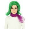 imagekarlery Girls Short Green Wavy Wig with Purple Scarf Halloween Cosplay Party Costume WigGreen Wig with Scarf