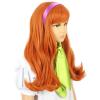 imagekarlery Kids Girls Long Curly Orange Wig with Bangs Halloween Cosplay Costume Wig Free Purple Headband and Wig Cap