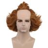 imagekarlery Short Fluffy Brown Curly Bald Horror Anime Adult Wig Halloween Cosplay Costume Anime Wig