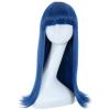 imagekarlery Women Adult Long Straight Blue Wig with Bangs Halloween Cosplay Party Costume Wig
